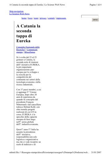 A Catania la seconda tappa di Eureka - Ufficio Stampa - CNR