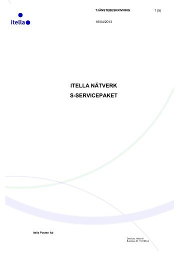 Tjänstebeskrivning - Itella