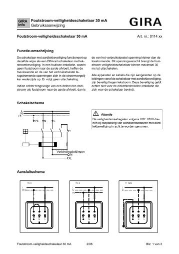 Foutstroom-veiligheidsschakelaar 30 mA Gebruiksaanwijzing - Gira