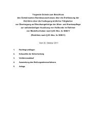 Tragende Gründe zum Beschluss - Gemeinsamer Bundesausschuss