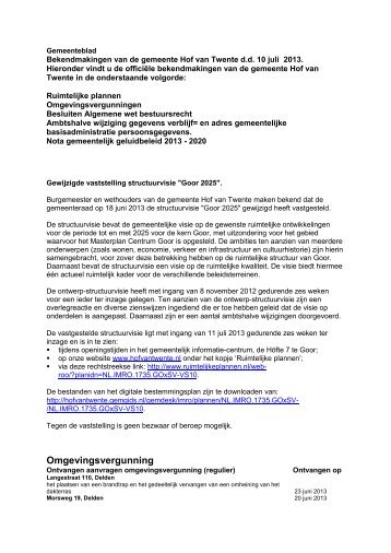 Omgevingsvergunning - Gemeente Hof van Twente