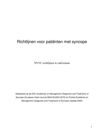 Richtlijnen voor patiënten met syncope - NVVC