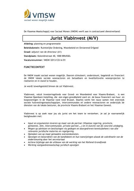 Jurist Vlabinvest - Jobpunt Vlaanderen