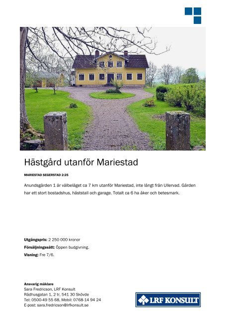 Hästgård utanför Mariestad - LRF Konsult