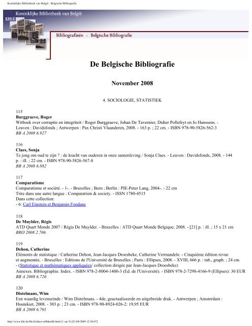 Koninklijke Bibliotheek van België : Belgische Bibliografie