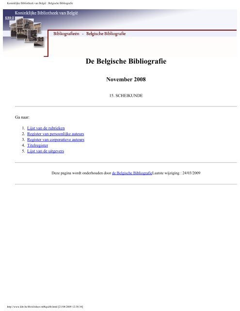 Koninklijke Bibliotheek van België : Belgische Bibliografie