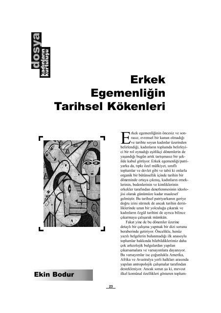 Erkek Egemenliğinin Tarihsel Kökenleri - devrim yolunda KURTULUŞ