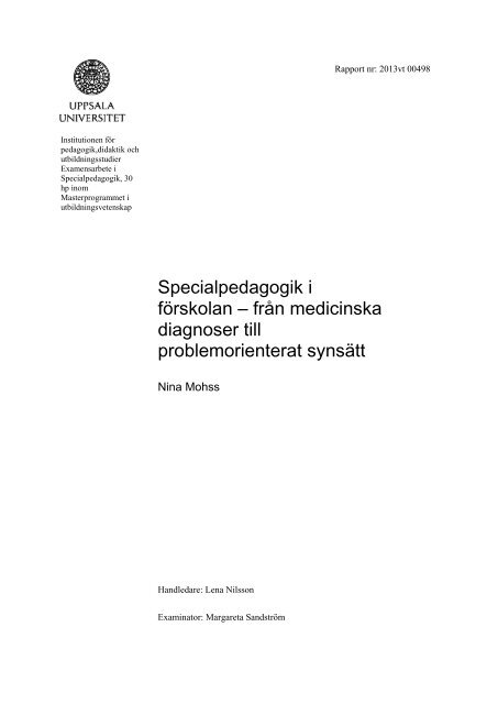 Länk till uppsatsen - Specialpedagogiska skolmyndigheten