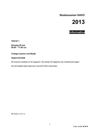 Opgave Informatica 2013 (65Kb, pdf) - DUO