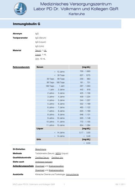 IgG - MVZ Labor PD Dr. Volkmann und Kollegen