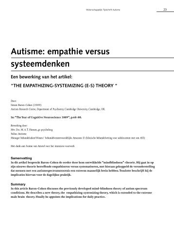 Wetenschappelijk Tijdschrift Autisme