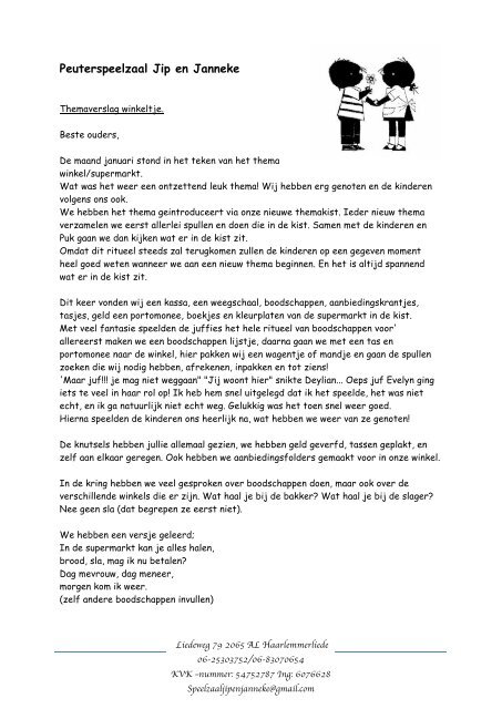 Thema Winkeltje Januari 2013 Peuterspeelzaal Jip En Janneke