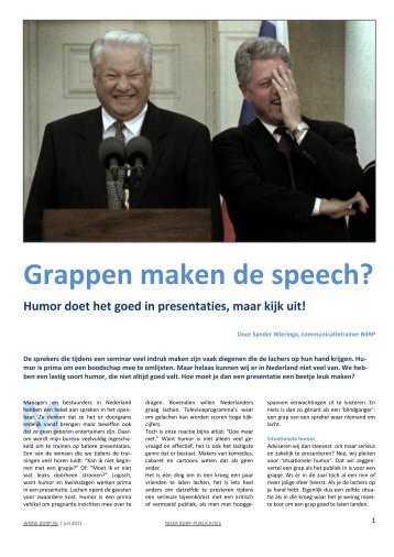 Humor in speeches en presentaties: pas op! - Bob de Ronde ...