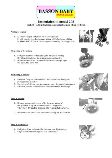 Instruktion til model 208 - Basson Baby