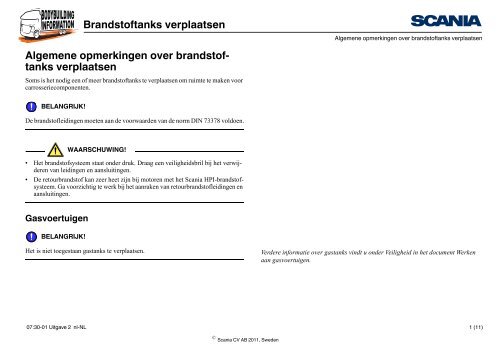 Brandstoftanks verplaatsen Algemene opmerkingen over brandstof ...