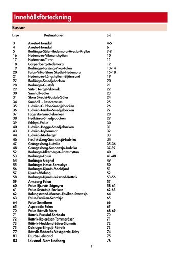 Innehållsförteckning - Dalatrafik