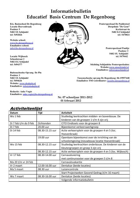 Informatiebulletin Educatief Basis Centrum De Regenboog