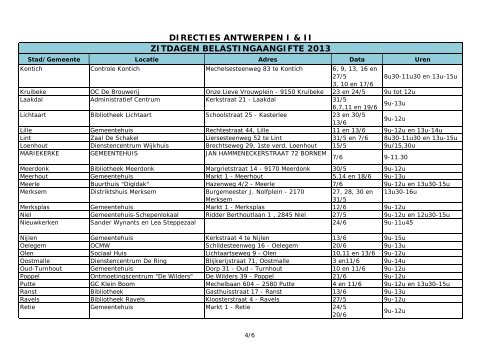DIRECTIES ANTWERPEN I & II ZITDAGEN BELASTINGAANGIFTE ...