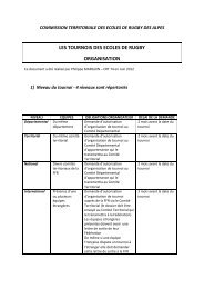 LES TOURNOIS DES ECOLES DE RUGBY ORGANISATION