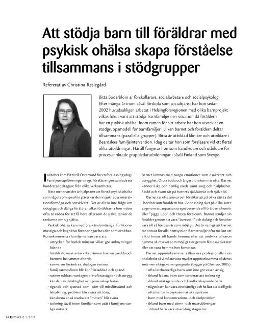 Tidningen Psyche nr 1 – 2011 - Psykiatriska Riksföreningen