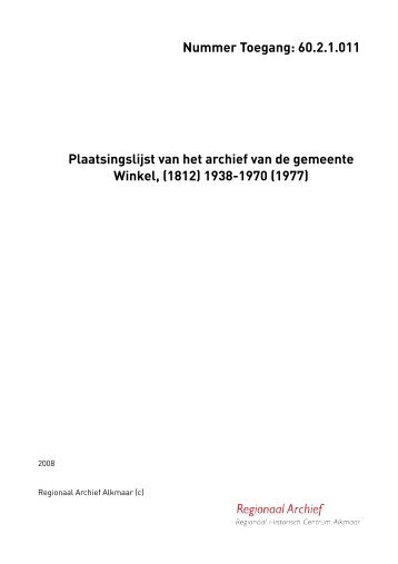 pdf (178,33 kb) - rubriek - Regionaal Archief Alkmaar