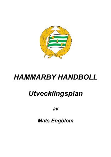 HAMMARBY HANDBOLL Utvecklingsplan