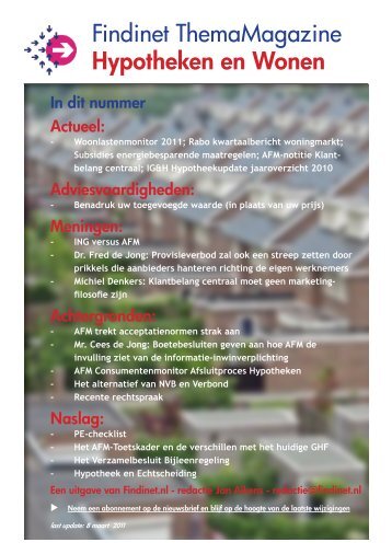 Findinet ThemaMagazine Hypotheken en Wonen - ERC Online