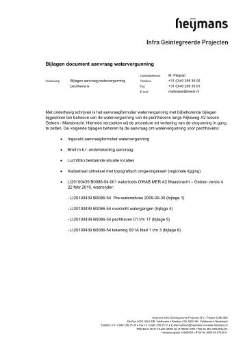 Bijlagen document aanvraag watervergunning