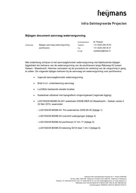 Bijlagen document aanvraag watervergunning