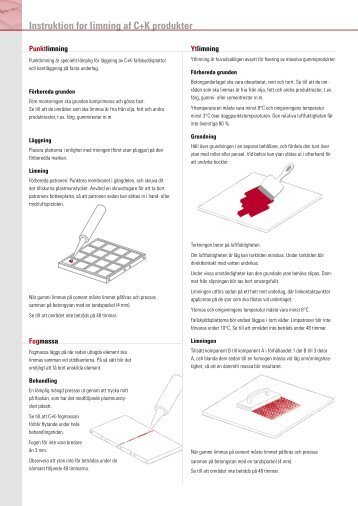 Instruktion for limning af C+K produkter