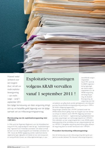 Exploitatievergunningen volgens ARAB vervallen vanaf 1 ... - BVDA