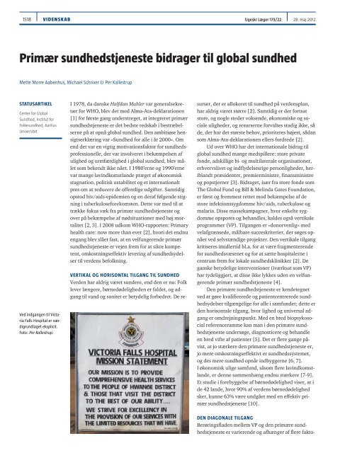 Primær sundhedstjeneste bidrager til global sundhed - Ugeskrift for ...