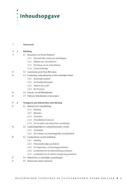 Beleidskader Landschap en Cultuurhistorie - Provincie Noord-Holland