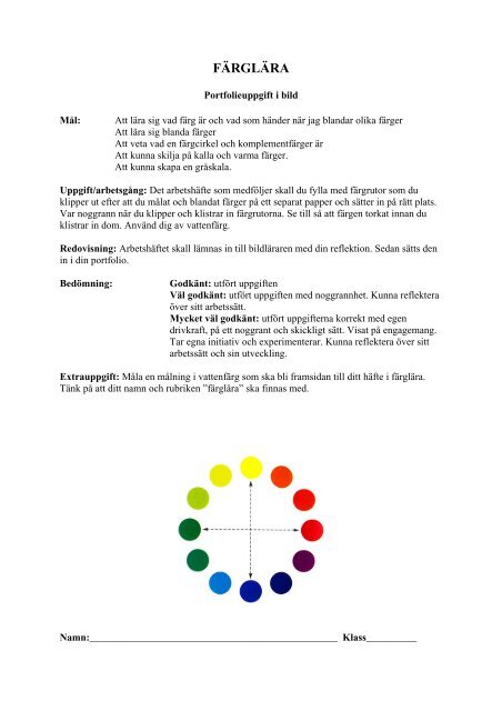 Färglära - portfoliouppgift vt-09 - Gottsundaskolan