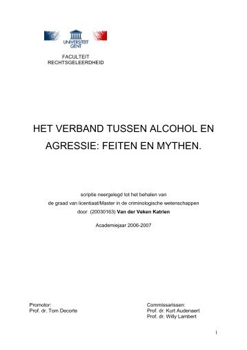 HET VERBAND TUSSEN ALCOHOL EN AGRESSIE ... - VSPF