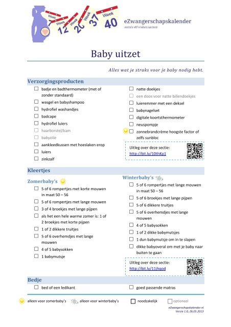 orkest Triviaal Twinkelen een overzichtelijke lijst met baby uitzet - eZwangerschapskalender