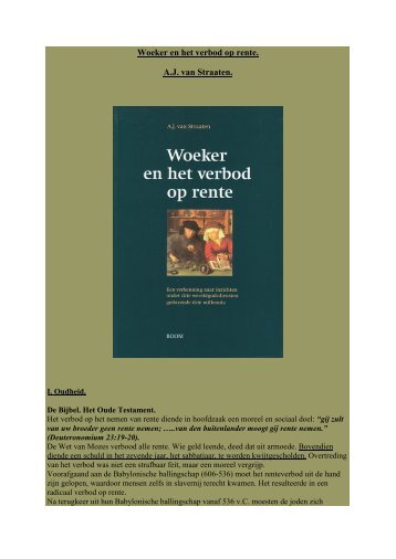 Woeker en het verbod op rente. A.J. van Straaten.