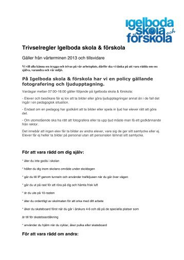 Trivselregler Igelboda skola & förskola