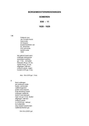 BORGEMEESTERSREKENINGEN SOMEREN XXII - 11 1628 - 1629