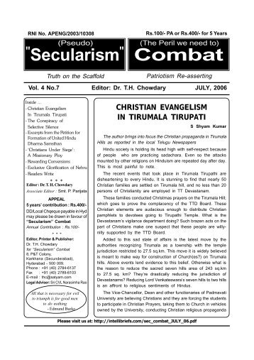 Combat Secularism - Dr. Th Chowdary