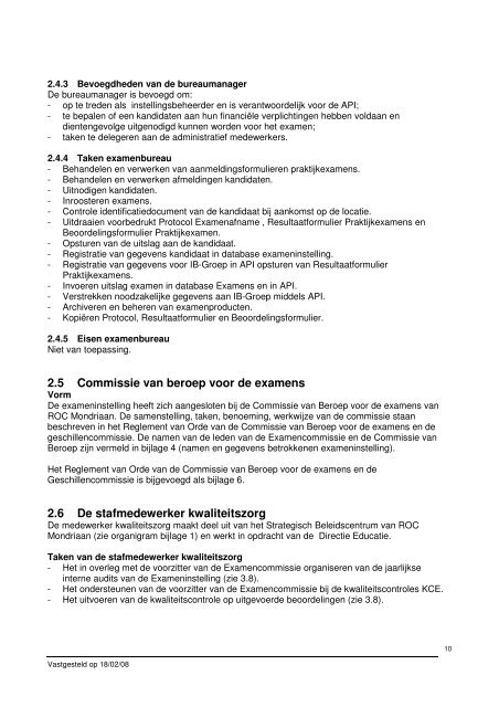 Examenreglement Praktijkexamen inburgering - ROC Mondriaan