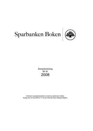 Årsredovisning för år - Sparbanken Boken