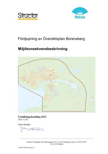 Fördjupning av Översiktsplan Borensberg Miljökonsekvensbeskrivning