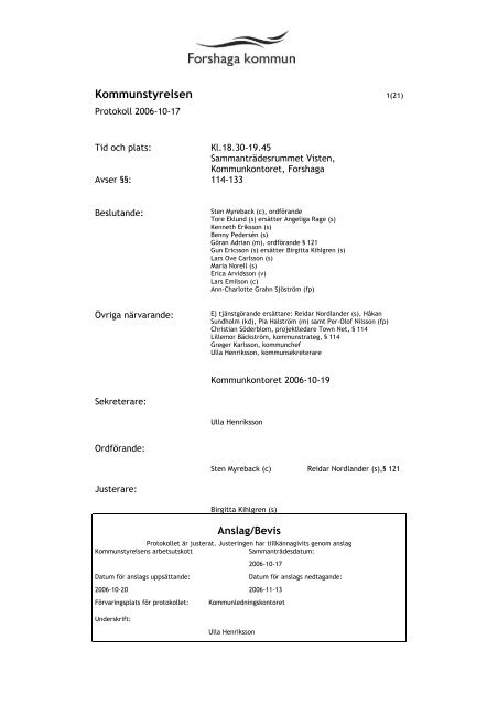 Kommunstyrelsen - Forshaga kommun