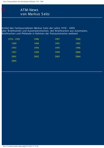 News Zeitung Markus Seitz Briefmarken Philatelie ... - ATM Seitz AG