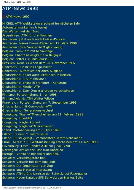 News Zeitung Markus Seitz Briefmarken Philatelie ... - ATM Seitz AG