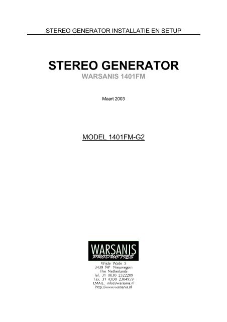 STEREO GENERATOR - Warsanis 1401FM-M2