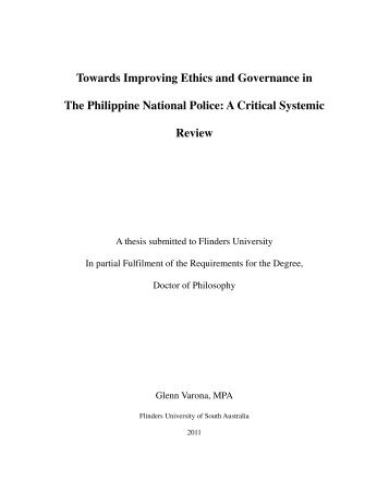 Towards Improving Ethics and Governance in The Philippine ...