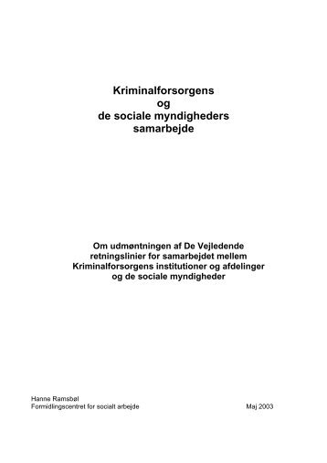 Kriminalforsorgens og de sociale myndigheders ... - Servicestyrelsen