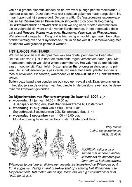 Het Hoornblad nr. 44 zomer 2004 - KNNV afd. Hoorn/West-Friesland